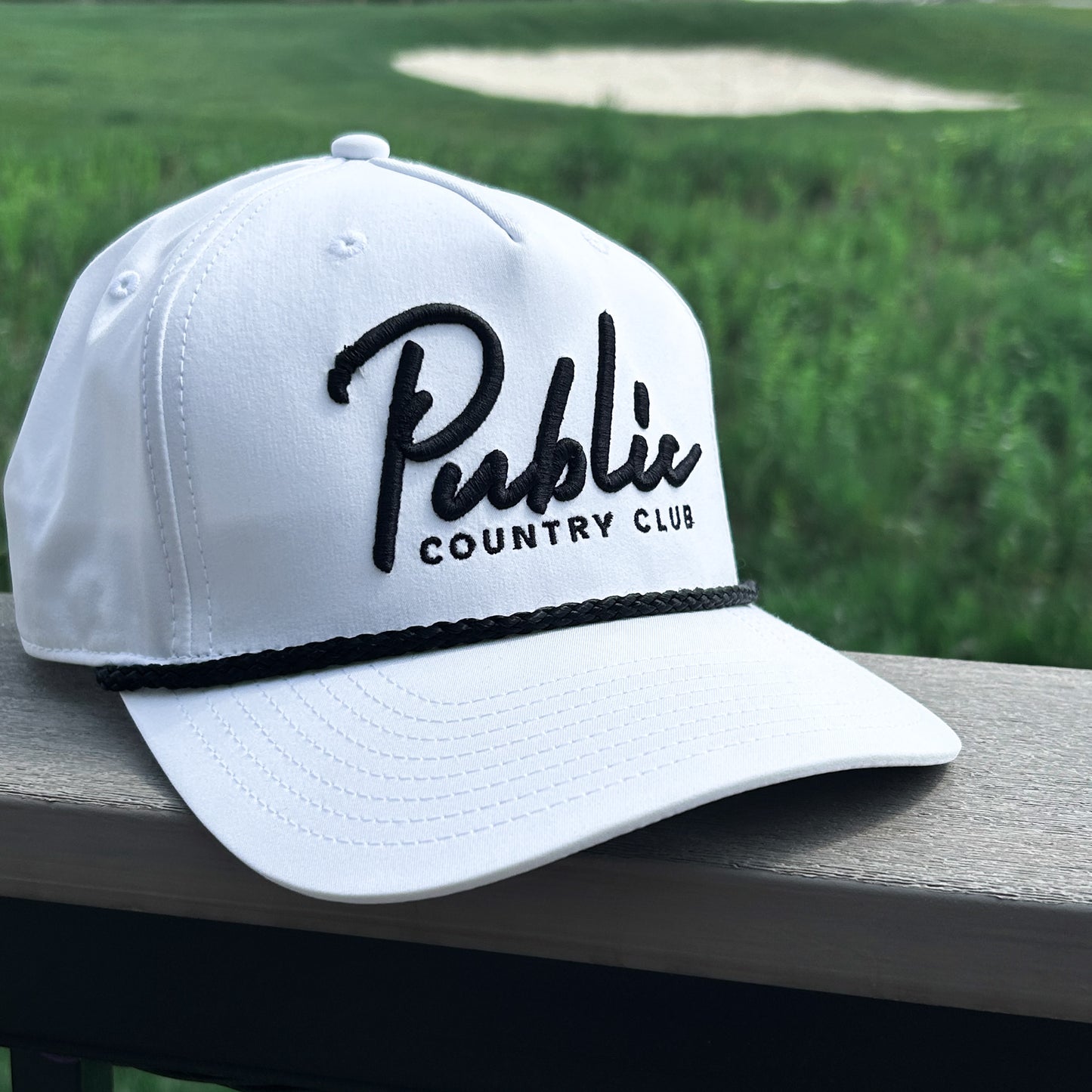 White Public Script Rope Hat