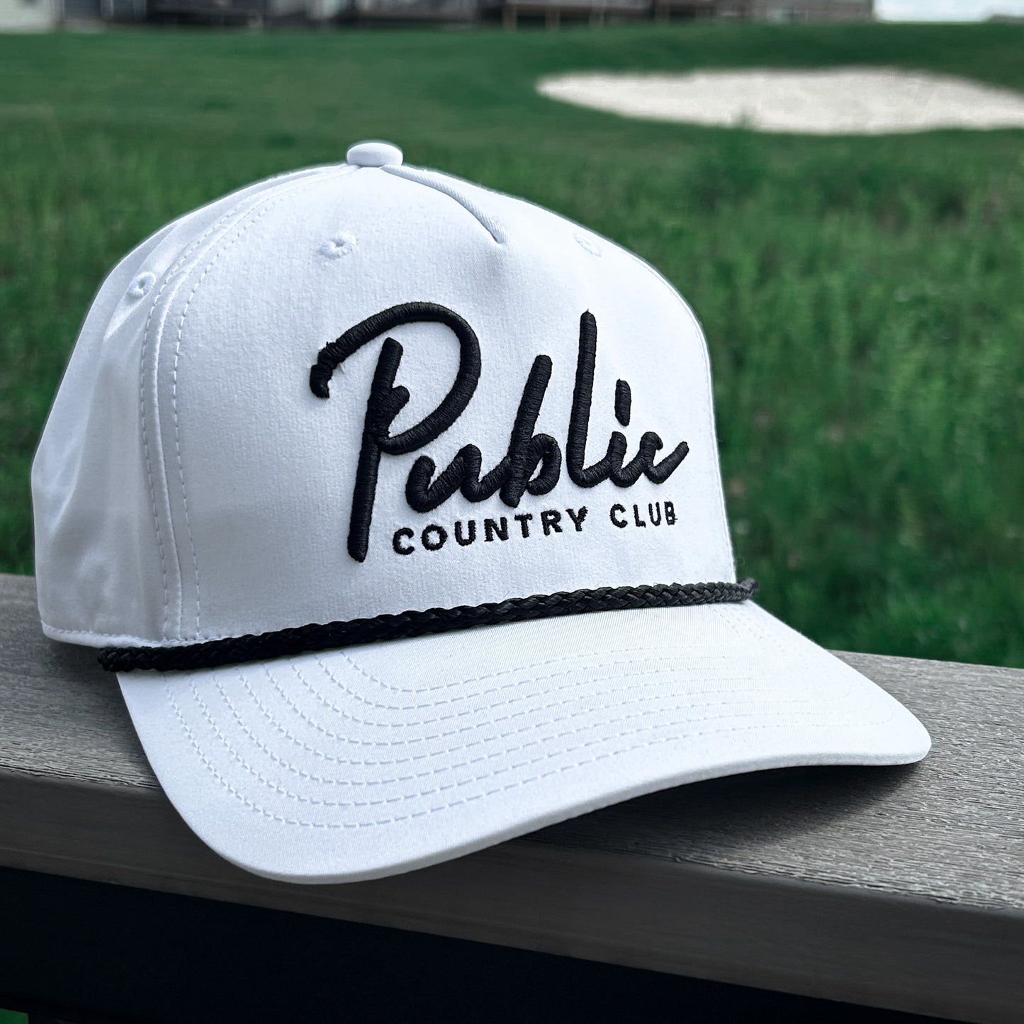 White Public Script Rope Hat